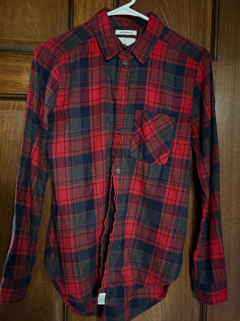 American Eagle Outfitters. Red Plaid Flannel Shirt - women’s XSmall